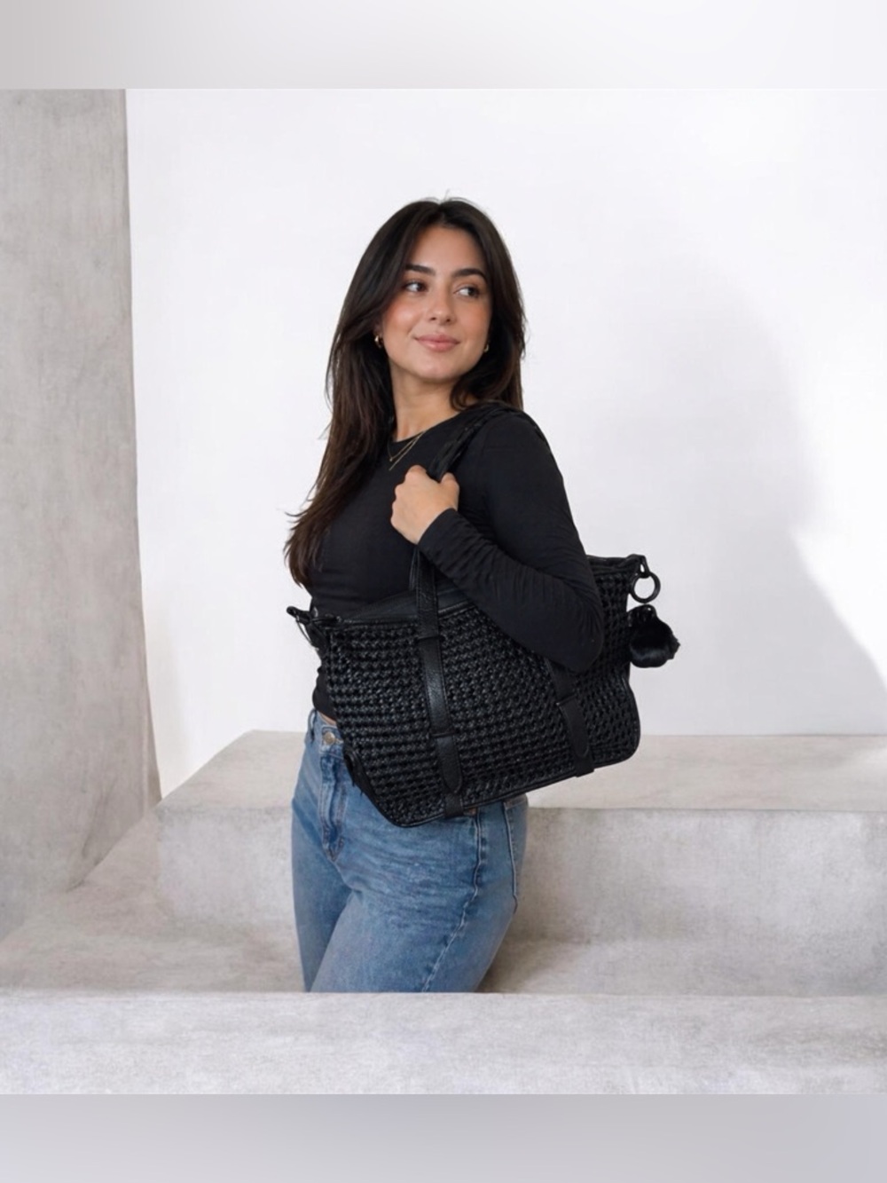 TORRID Black Woven Tote Bag with Top Handles - Picture 2 of 12